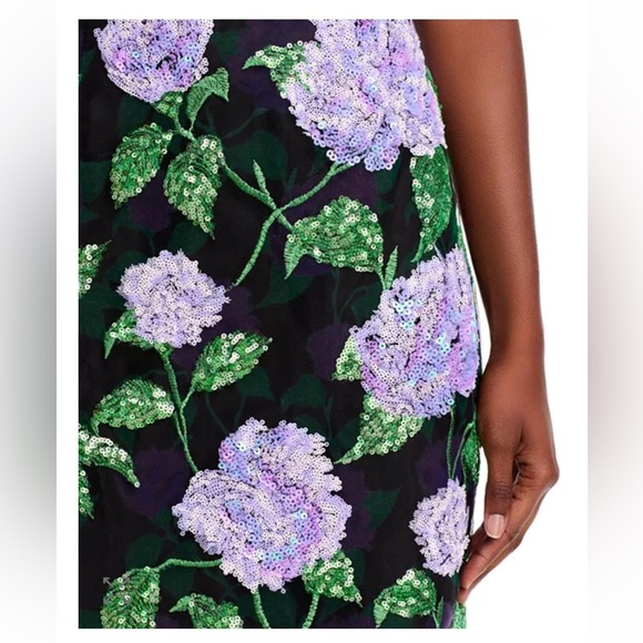 Milly Kait Sequined Midi Dress Purple Hydrangeas | 4 - Picture 9 of 9